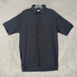 Collars & Co Mens Medium Black Featherweight Relaxed Fit Dress Polo Shirt